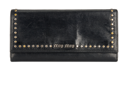 Miu Miu Studed Wallet, Leather, Black, 2*